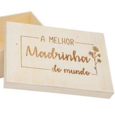 Caixa Madeira Madrinha 22X15X8cm