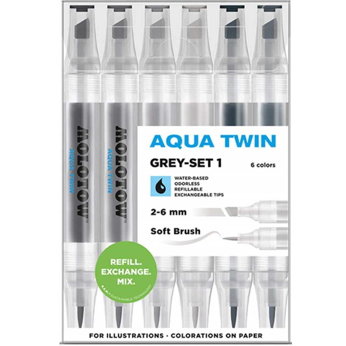 Pack Marcadores Aqua Twin Grey I Molotow