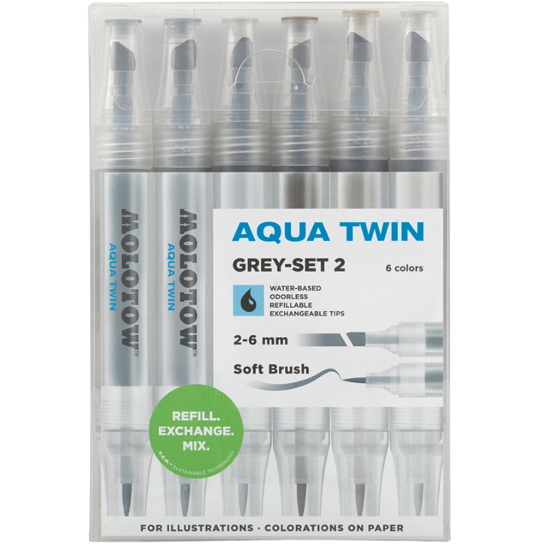 Pack Marcadores Aqua Twin Grey II Molotow